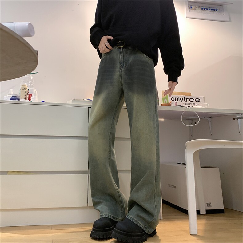 XZ-221-1/K6300/P55控78高品质复古渐变撞色废土做旧微喇牛仔裤,男装牛仔裤,星座221-1