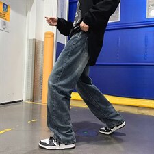 牛仔裤男秋季潮大码休闲裤子高街慵懒男日系N1020P43，男装牛仔裤，星座1116-2