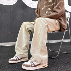 美式复古潮牌宽松百搭长裤高街vibe微喇直筒休闲裤男K7613-P40，男装牛仔裤，星座512-3