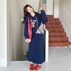 26春新款现-藏青撞色拼接流苏半身裙两件套2613-P180K288图片