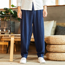 秋季中国风棉麻休闲裤男大码哈伦小脚裤亚麻男裤6008-1/K031/P75，男装休闲裤，电商A008