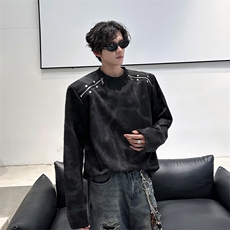 高品质美式机车金属潮流打底春季新款设计新款内搭打底T恤P58，男装T恤，电商B319