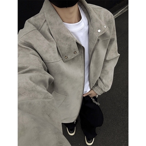 扎染p皮夹克宽松百搭外套J2599-P68 夹棉88图片