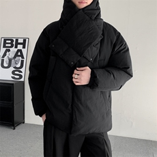 冬季2025大码男装小众可拆卸围脖立领棉衣大码男装羽绒棉服外套，男装棉衣，星座909