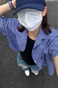 格子衬衫春夏美式短袖衬衫港风情侣装休闲衬衣 CS286-P30图片