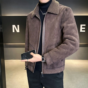 含羊毛皮毛一体外套男2025冬季新款加绒加厚夹克B240-P1588-P245图片