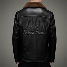 DLSN22-117皮衣男头层牛皮夹克脱卸水貂毛领羽绒皮衣男P1150，男装皮衣，电商B360