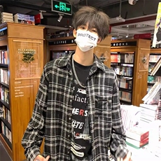 UFAD美式潮牌复古格子磨毛长袖衬衫情侣宽松情侣外套C22，男装衬衫，星座1116A（原606A-3）