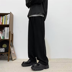 秋日系复古直筒西裤男女生垂感阔腿宽松休闲长裤子 X312图片