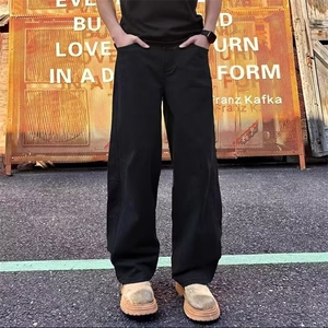 美式高街弯刀休闲裤男设计感直筒裤潮流宽松阔腿工装裤LJ499-P52图片