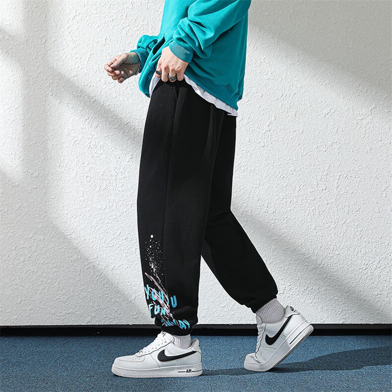 日系2024秋冬款撞色印花束脚运动休闲潮牌卫裤8806-P55控69，男装休闲裤，星座914-3