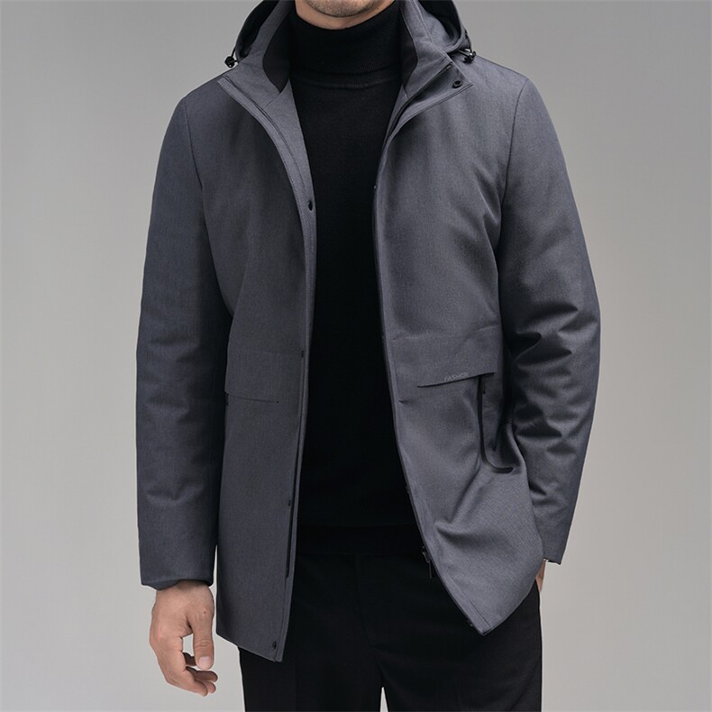 白鹅绒羽绒服休闲脱卸帽男时尚冬装爸爸装外套上衣NRZ860128-P410图片
