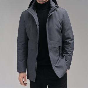 白鹅绒羽绒服休闲脱卸帽男时尚冬装爸爸装外套上衣NRZ860128-P410图片