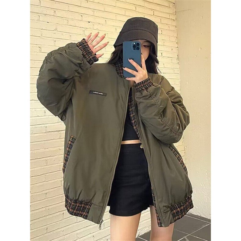 军绿色飞行员夹克复古美式风街头棒球服秋高街情侣外套J894-P65,男装夹克,星座1001-1