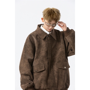 现货 咖色三防春秋款男士皮夹克外套 JK308 P80图片