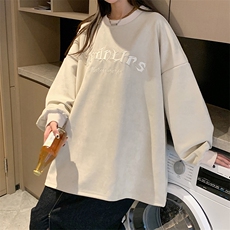 EQ180重工刺绣360克麂皮绒圆领字母卫衣女情侣装秋季季外套P58，女装卫衣/绒衫，电商C306-1