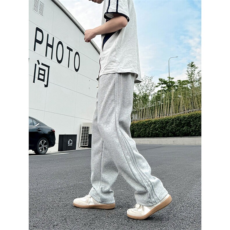 K10033-P35潮牌卫裤男2025新款百搭褶皱宽松直筒休闲长裤,男装休闲裤,电商A178