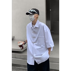 新中式风短袖衬衫男夏季金属扣小众设计高级感衬衣BBA88-P38，男装T恤，星座208-5