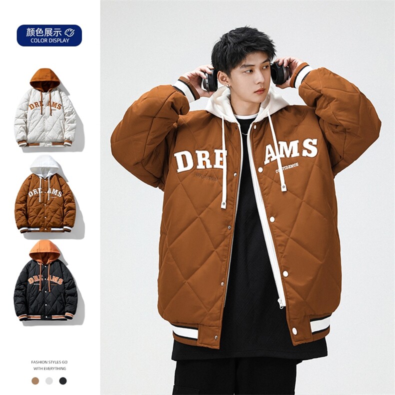 假两件棉服男士2024年新款青少年加厚棉衣服冬装外套M0791-P108,男装棉衣,星座308B-2