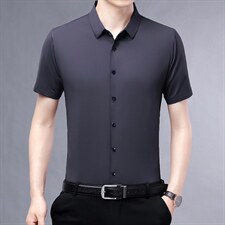 短袖衬衫男装2023夏季新款潮流衬衣中年男士纯色休闲外套男装上衣，男装衬衫，电商B212（原钱塘6029）