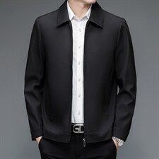 夹克男春秋季2023年新款休闲纯色翻领爸爸装潮流中年男士上衣外套，男装夹克，电商B212（原钱塘6029）