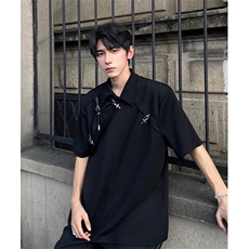 小众解构设计感飞机扣皮带拼接polo衫男款夏季宽松短袖T恤CS180，男装Polo衫，星座1116A（原606A-3）