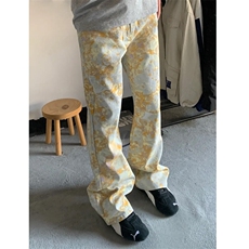 NZT41LL-特P43cleanfit美式复古提花牛仔裤男高街直筒裤，男装牛仔裤，星座1007（原301D）