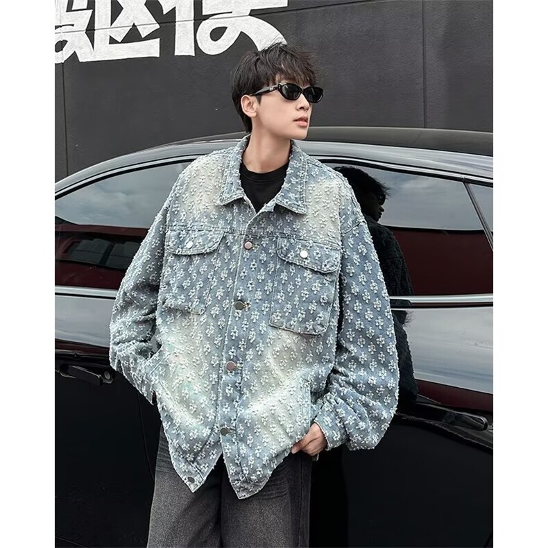 美式潮牌新款小众设计感复古牛仔外套2024宽松夹克上衣W6306-P67,男装夹克,星座412-2