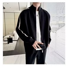 条纹织带针织开衫男双拉链毛衣外套潮牌高级感线衣MY0218-P60，男装针织衫/毛衣，星座308B-2