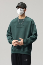 【限价79】卫衣男春秋新款美式复古宽松圆领长袖t恤套头外套秋潮，男装T恤，电商D215
