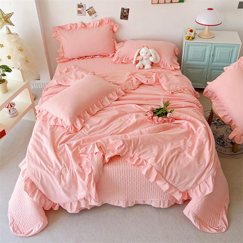 新款纯色床盖夏被四件套，床品套件，一起卖家纺