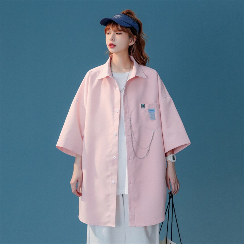 2024夏季新款中性风大码链子挂坠短袖衬衫M-5XHC22275-特P25,男装衬衫,电商A022