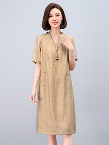 dpqb轻薄天丝连衣裙女2025夏季新款中年妈妈遮肚宽松大码中长裙子图片