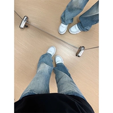 闪电波纹冰蓝牛仔裤男款夏薄款美式微喇裤子修身显瘦高腰直筒长裤，男装牛仔裤，星座1007（原301D）