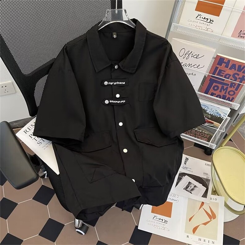 立体多口袋短袖衬衫半袖扣带休闲伐木工装衬衣C1172P40,男装衬衫,星座1116-2