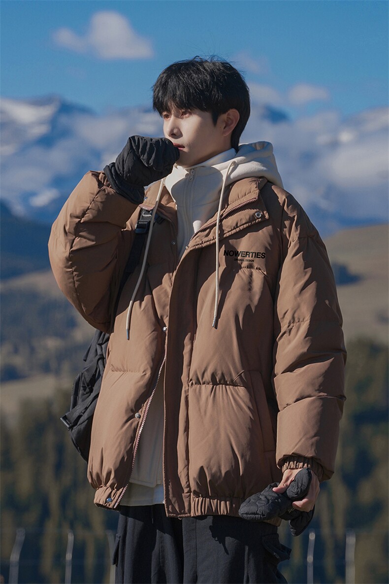 新疆山系字母印花宽松假两件连帽棉服A247-MY475特批115控168,男装棉衣,电商A247