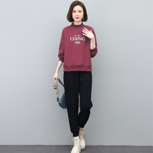 冬季新款加厚加绒卫衣两件套女刺绣休闲卫衣女中老年妈妈装图片