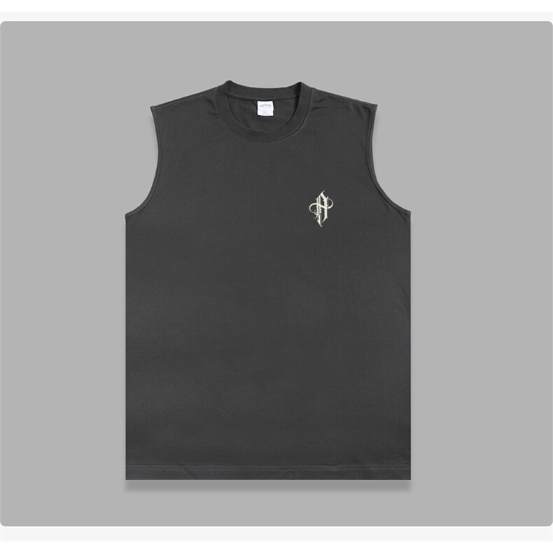 抖音得物供货现货重磅纯棉美式休闲印花宽松无袖背心潮牌t恤ABX10,男装背心/马甲,电商A443