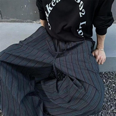 美式复古条纹休闲裤男女宽松直筒阔腿裤子垂感拖地长裤潮KA838，男装休闲裤，星座1116A（原606A-3）