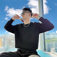 AW211/P68控98秋季社会小伙百搭韩版高级设计感打底卫衣男黑首，男装T恤，星座305B-1
