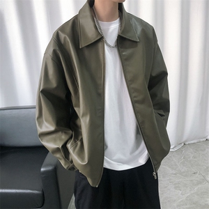 现货主推高质量皮衣外套男宽松皮夹克机车服 A026 P95 加绒P105图片