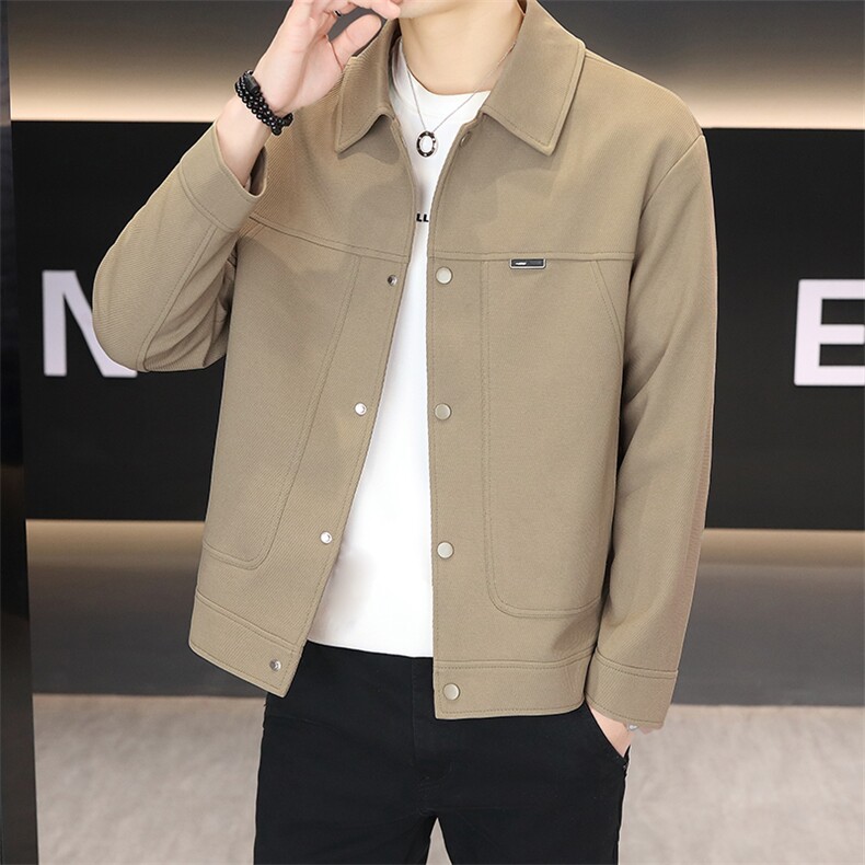 春季夹克男高品质翻领外套型男商务休闲百搭青年外套男N7955-P85图片