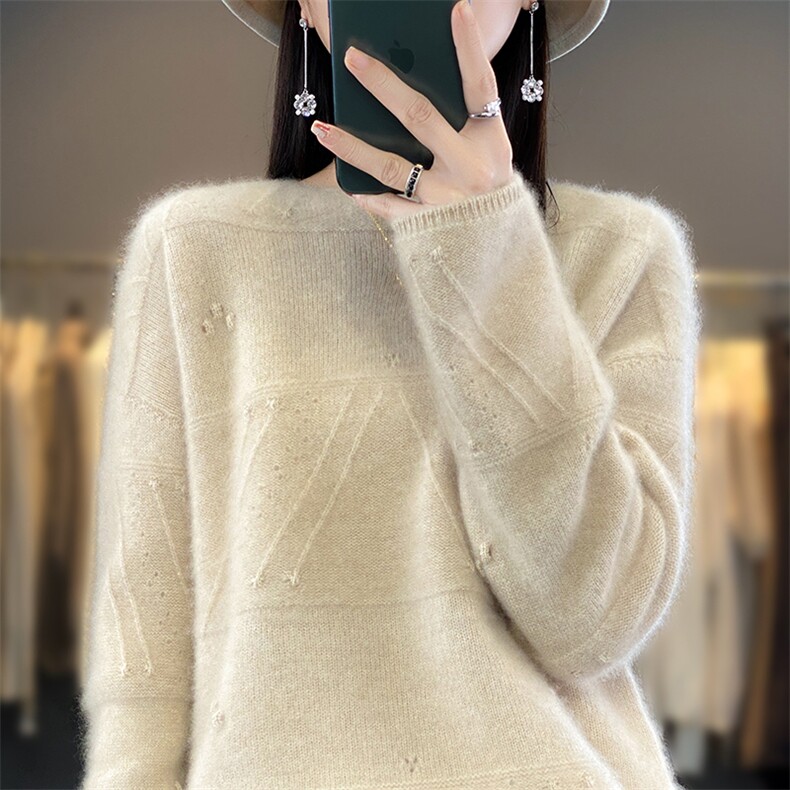 2024新款美丽诺羊毛衫女针织打底衫套头时尚衫洋气毛衣,女装羊毛衫,蒙莲贝斯