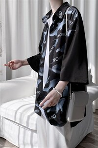 2023年夏季新款动物鱼满印冰丝短袖衬衫宽松衬衣A071-C19-P35，男装衬衫，电商A071