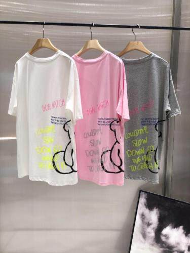 重工钉珠印花T恤，女装T恤，G55