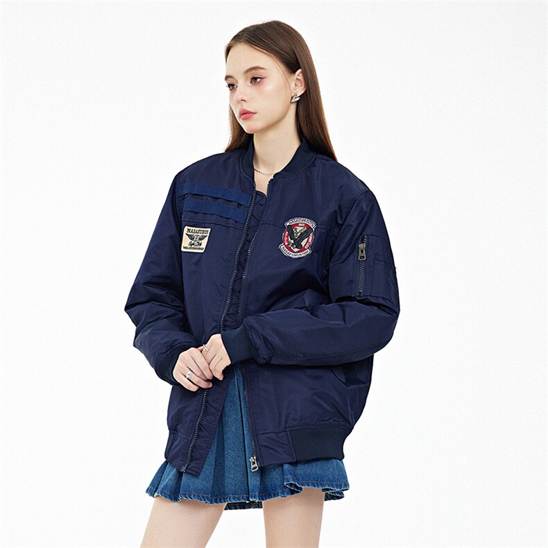 现货三色秋冬季潮牌夹克棉衣棒球服欧美街头飞行员外套情侣装，男装夹克，电商A105