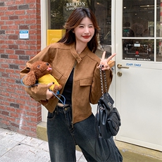 有货麂皮绒短外套5019P135K188，女装短外套，2C176