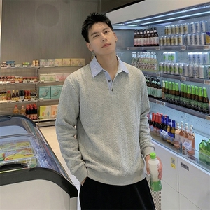 [网图]春季麻花纹假两件复古卫衣慵懒风薄款男 C61327-TP4588图片