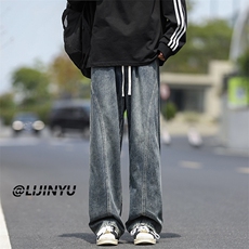 解构弯刀复古牛仔裤秋季美式休闲长裤宽松直筒阔腿裤K760-特批-40，男装牛仔裤，星座718-1
