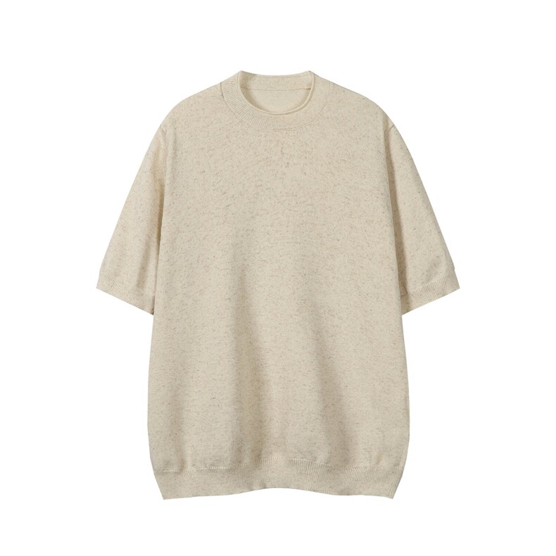 针织透气圆领T恤，纯色百搭，A061-AM01386-特P40-白底平铺图图片